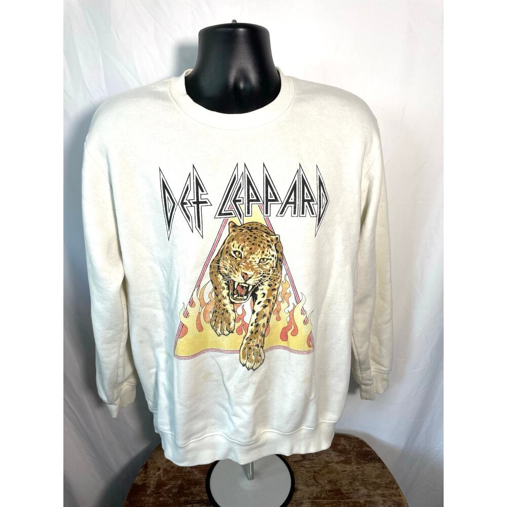 Def Leppard Leopard Graphic Crewneck Sweatshirt L